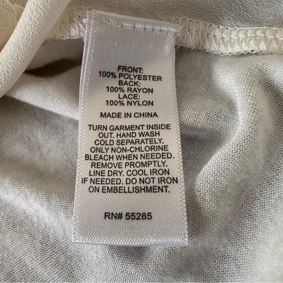 Express Womens White Beaded Lace Trim Cami Top Flowy Soft Size S - Picture 10 of 10